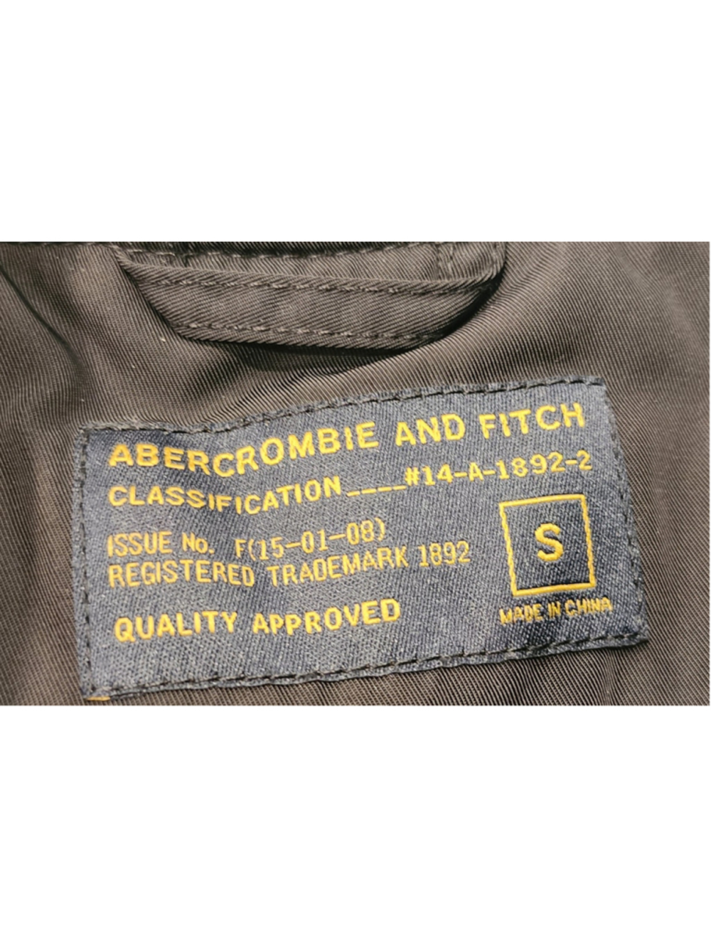 Abercrombie & Fitch Mens S MA-1 Flight Bomber Jacket Black Quilted Lined Zip - Picture 5 of 8